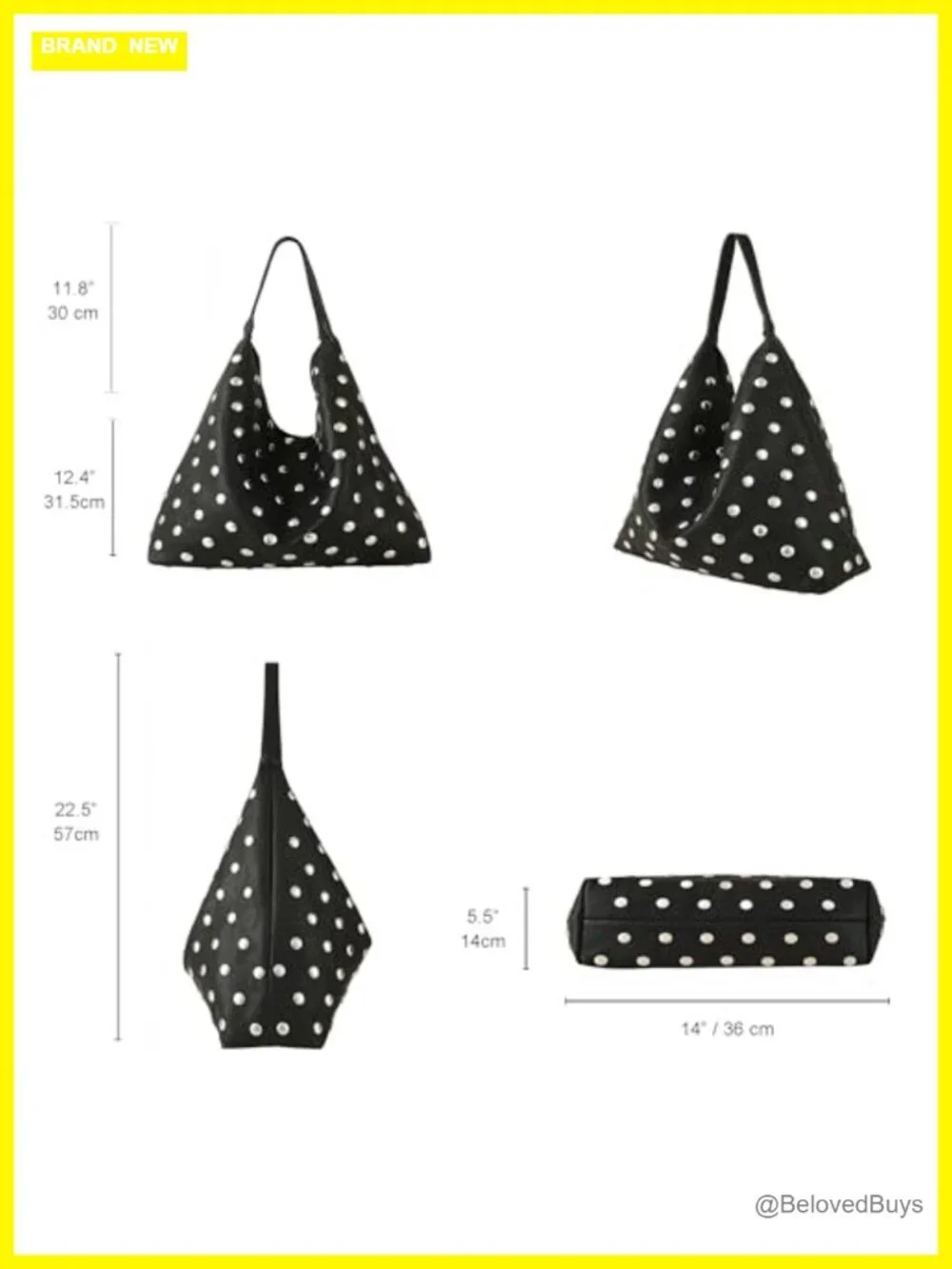 Studded Hobo Purse Vegan Leather Tote Bag Shoulder Bag Punk Handbag